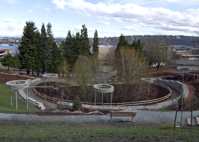 Seattle Quarry Rings for bird nesting in a park adjacent to Lake Union WA